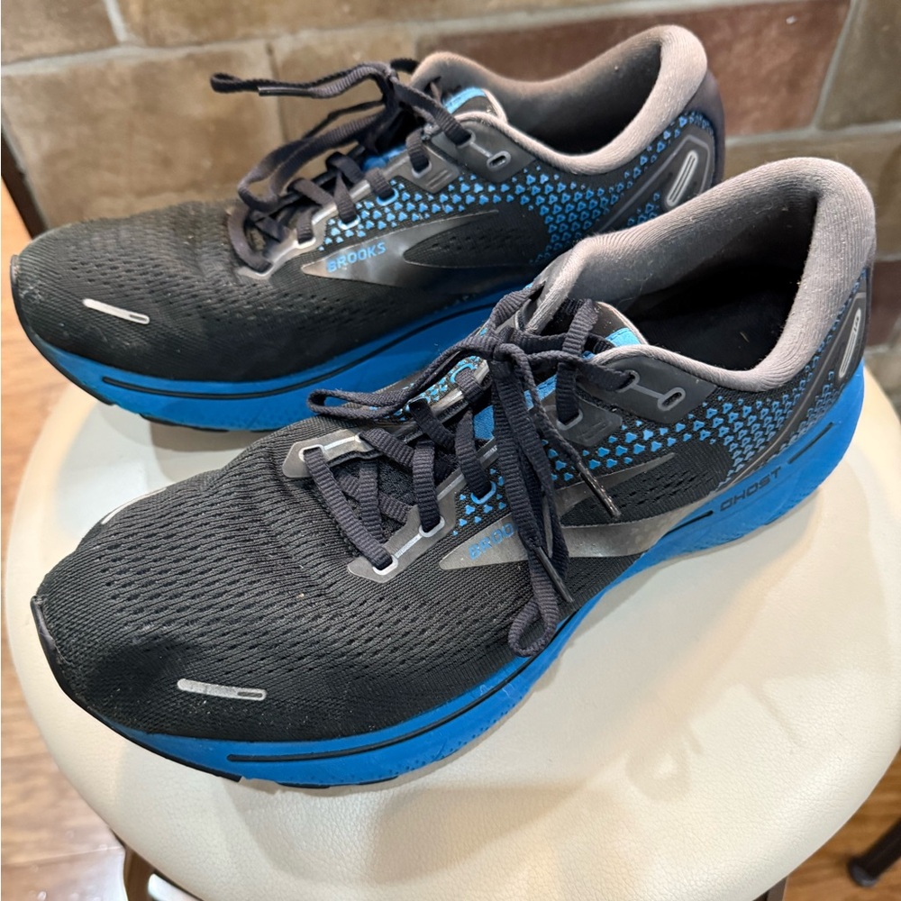 Brooks Mens Ghost 14 Running Shoe‎ Black Size 11.5 Med D Black/Blue